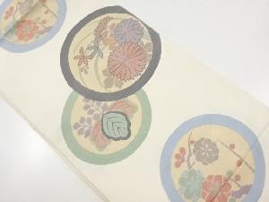 アンティーク　丸紋に菊･桐･梅模様織り出し袋帯（材料）